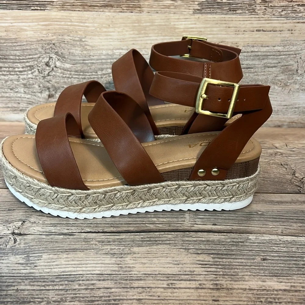 Soda Bryce Open Toe Buckle Ankle Strap Platform Espadrille Wedge Sandal New! C6